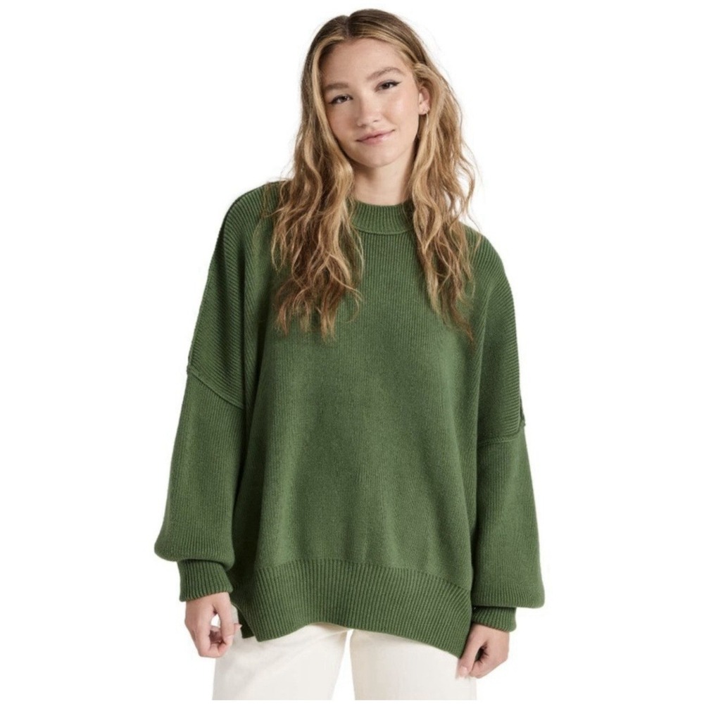 Free People Easy Street Tunic Sweater Size Small Sea Garden Green Oversized Boho